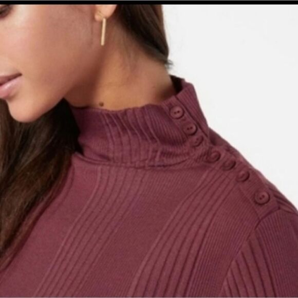 NWT Joie Lanigan Long Sleeve cotton top in Burnt Currant - Picture 5 of 15